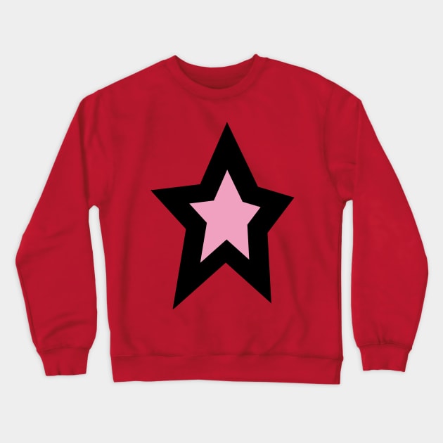 Pink Star Thick Black Line Crewneck Sweatshirt by ellenhenryart